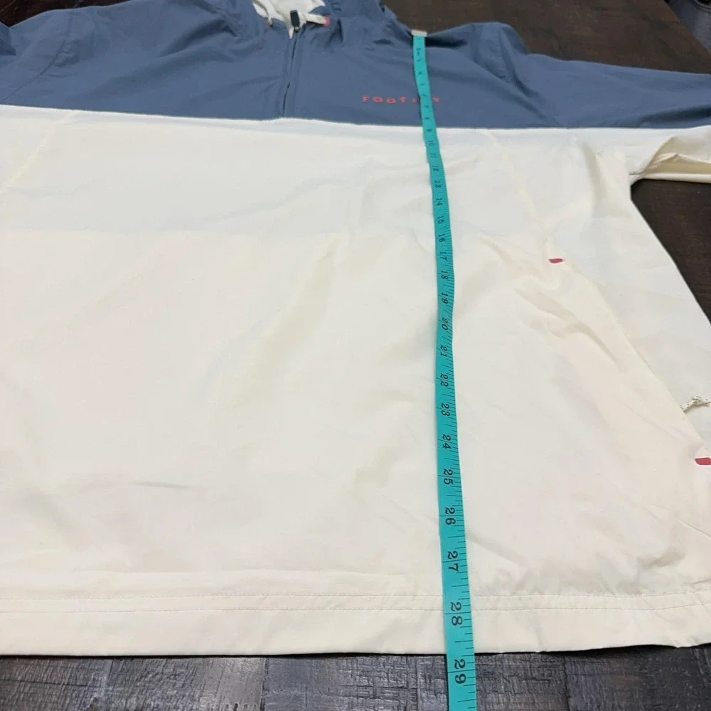 FootJoy Tempo Series Jacket Mens 2XL Blue White 1/4 Zip Hooded Golf Windbreaker